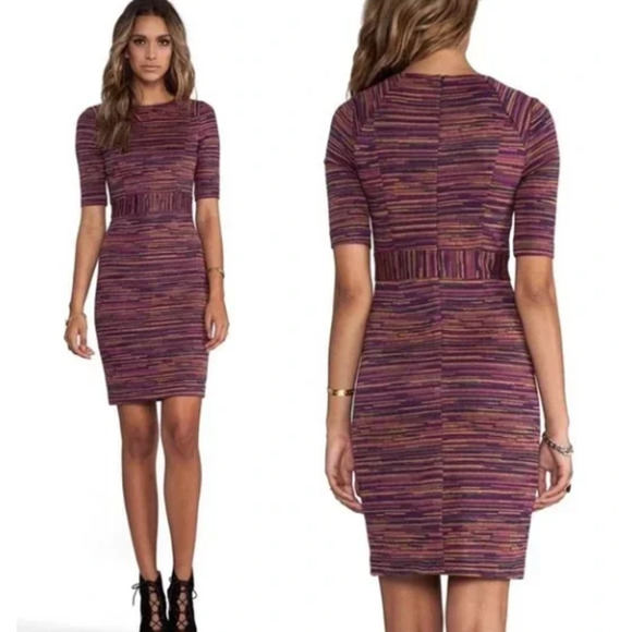 Trina Turk Burgundy Tan Navy Striped Mini Dress size 8 - Picture 1 of 11